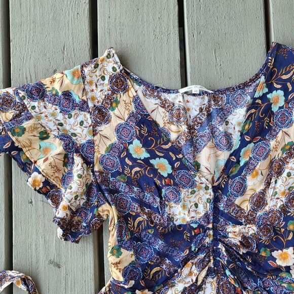 Abel The Label Anthropologie Floral Paisley Patchwork‎ V-Neck Maxi Dress Size XS - Picture 7 of 9